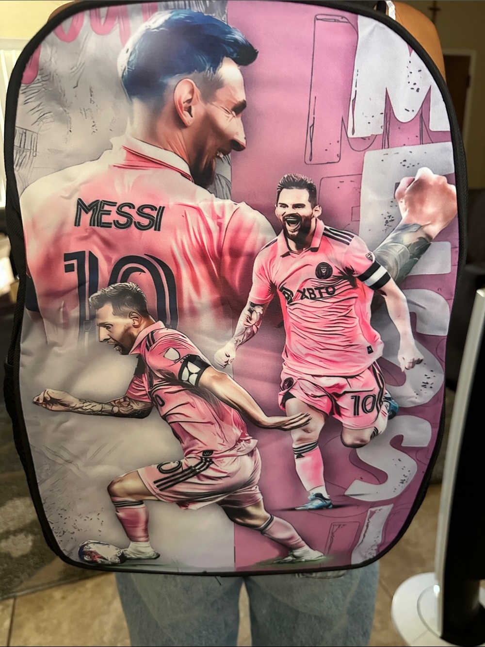 Youth MESSI Pink Soccer Graphic Backpack